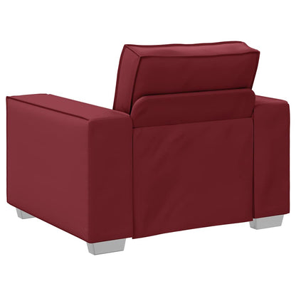 Sofa Sessel 59 cm mit Kissen Weinrot Kunstleder