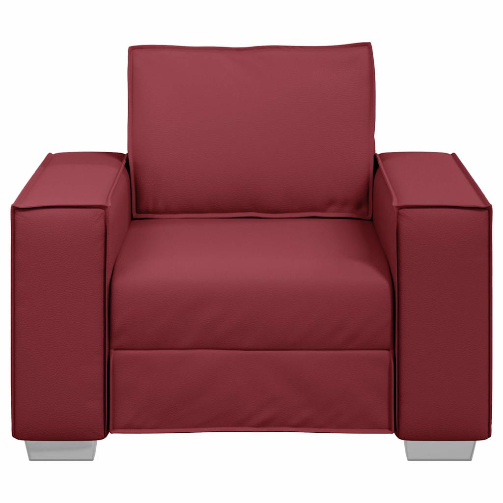 Sofa Sessel 59 cm mit Kissen Weinrot Kunstleder