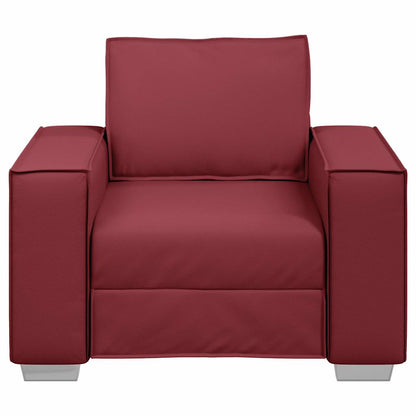 Sofa Sessel 59 cm mit Kissen Weinrot Kunstleder