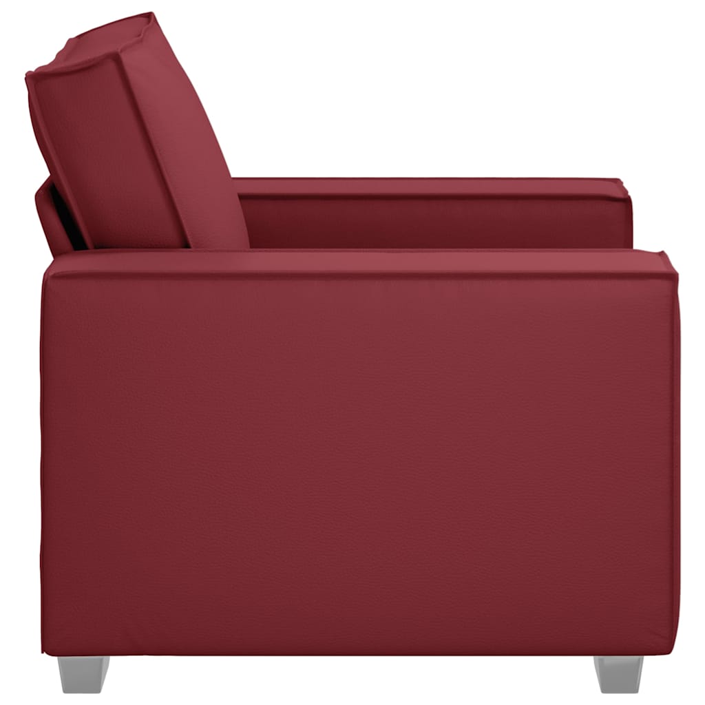 Sofa Sessel 59 cm mit Kissen Weinrot Kunstleder