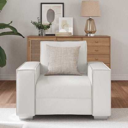 Sofa Sessel 59 cm mit Kissen Weiß Kunstleder