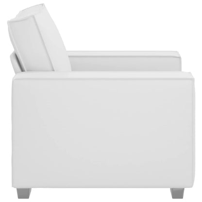 Sofa Sessel 59 cm mit Kissen Weiß Kunstleder