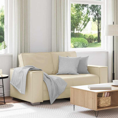 Loveseat Sofa 120 cm mit Kissen Creme Kunstleder