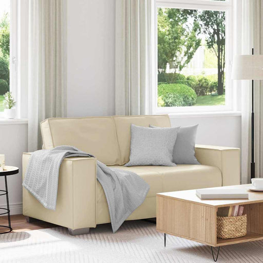 Loveseat Sofa 120 cm mit Kissen Creme Kunstleder