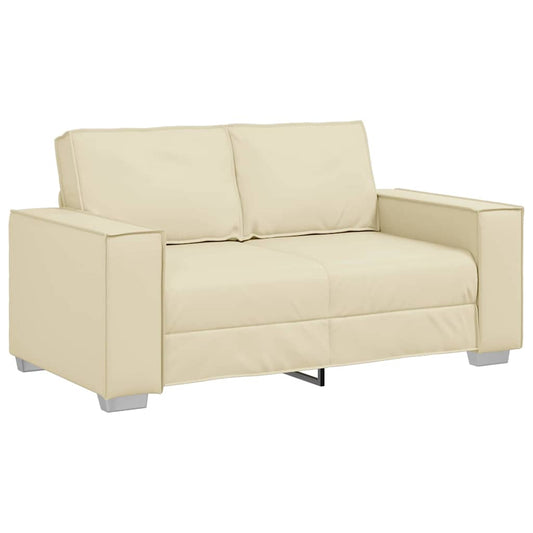 Loveseat Sofa 120 cm mit Kissen Creme Kunstleder
