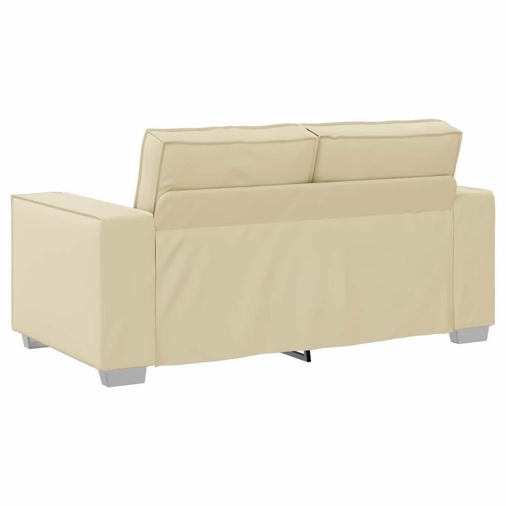 Loveseat Sofa 120 cm mit Kissen Creme Kunstleder