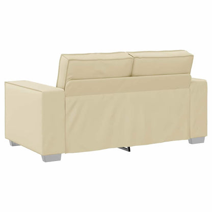 Loveseat Sofa 120 cm mit Kissen Creme Kunstleder