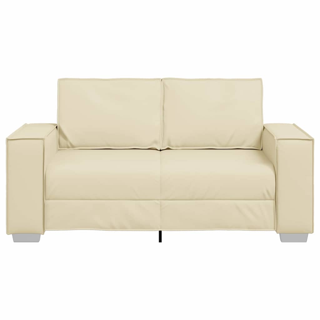Loveseat Sofa 120 cm mit Kissen Creme Kunstleder