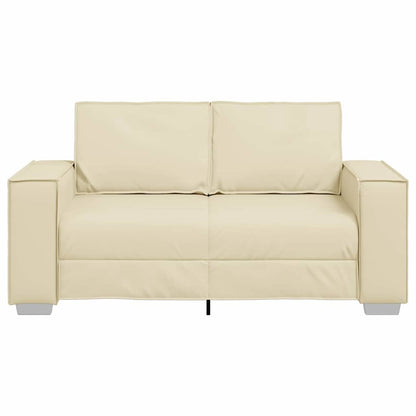Loveseat Sofa 120 cm mit Kissen Creme Kunstleder