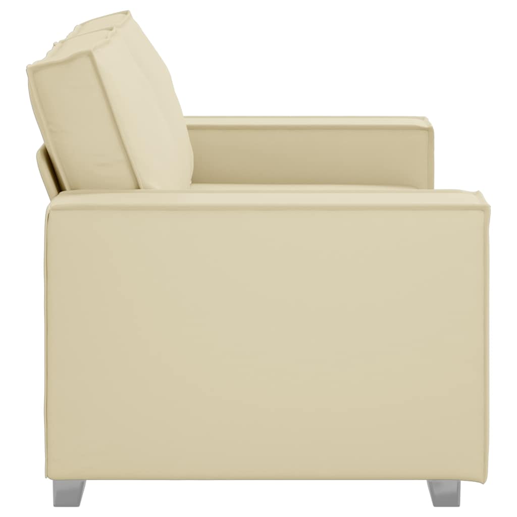 Loveseat Sofa 120 cm mit Kissen Creme Kunstleder