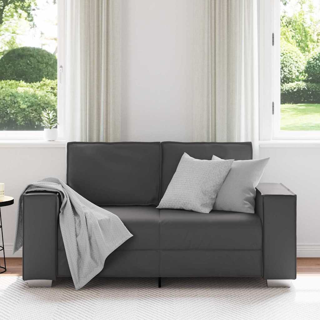 Loveseat Sofa 160 cm mit Kissen Grau Kunstleder