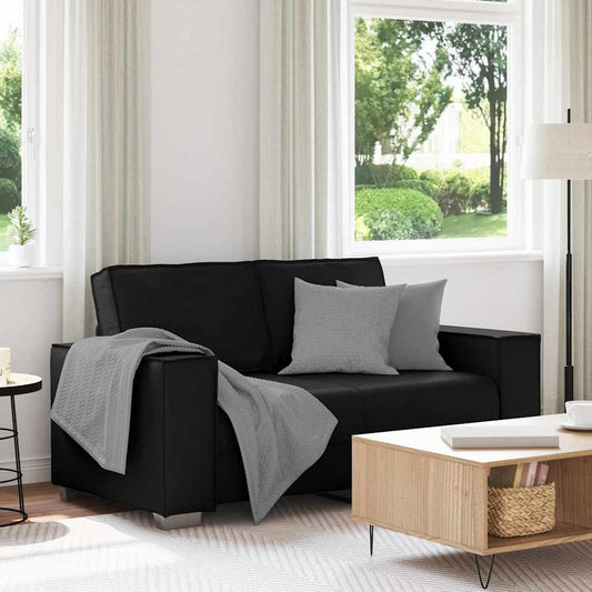 Loveseat Sofa 120 cm mit Kissen Schwarz Kunstleder