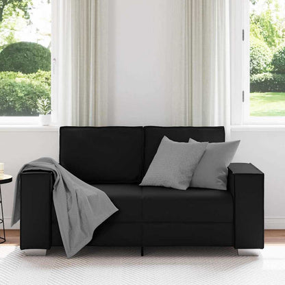 Loveseat Sofa 120 cm mit Kissen Schwarz Kunstleder