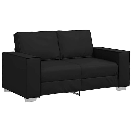 Loveseat Sofa 120 cm mit Kissen Schwarz Kunstleder