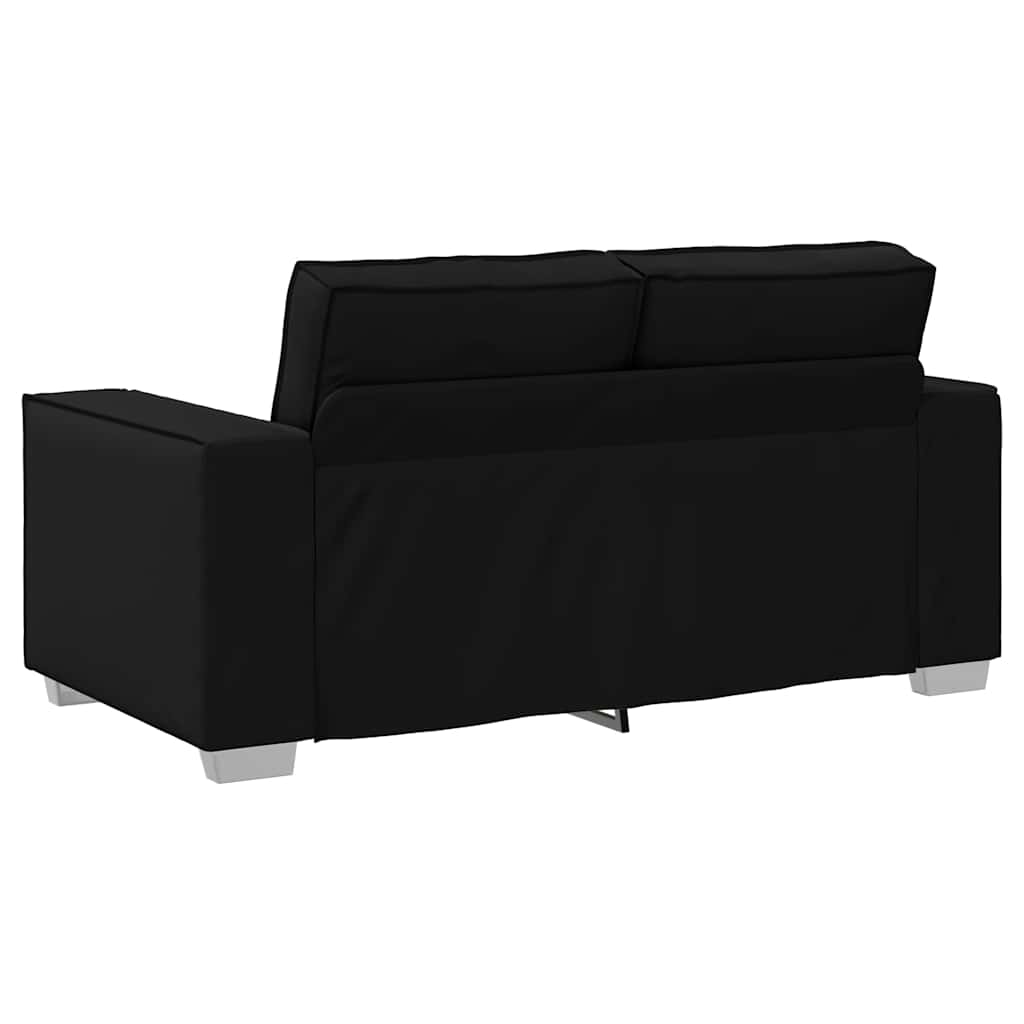 Loveseat Sofa 120 cm mit Kissen Schwarz Kunstleder