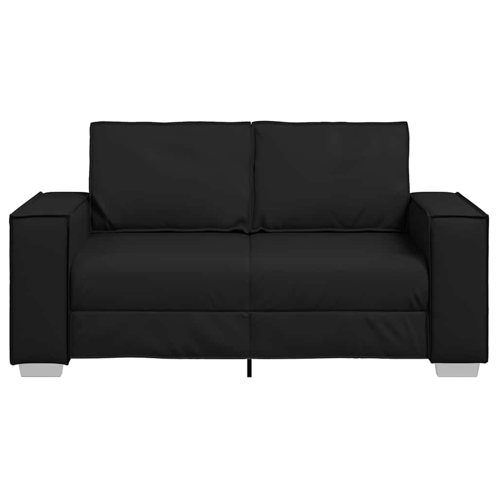 Loveseat Sofa 120 cm mit Kissen Schwarz Kunstleder