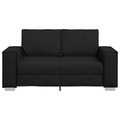 Loveseat Sofa 120 cm mit Kissen Schwarz Kunstleder