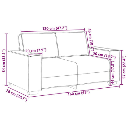 Loveseat Sofa 120 cm mit Kissen Schwarz Kunstleder