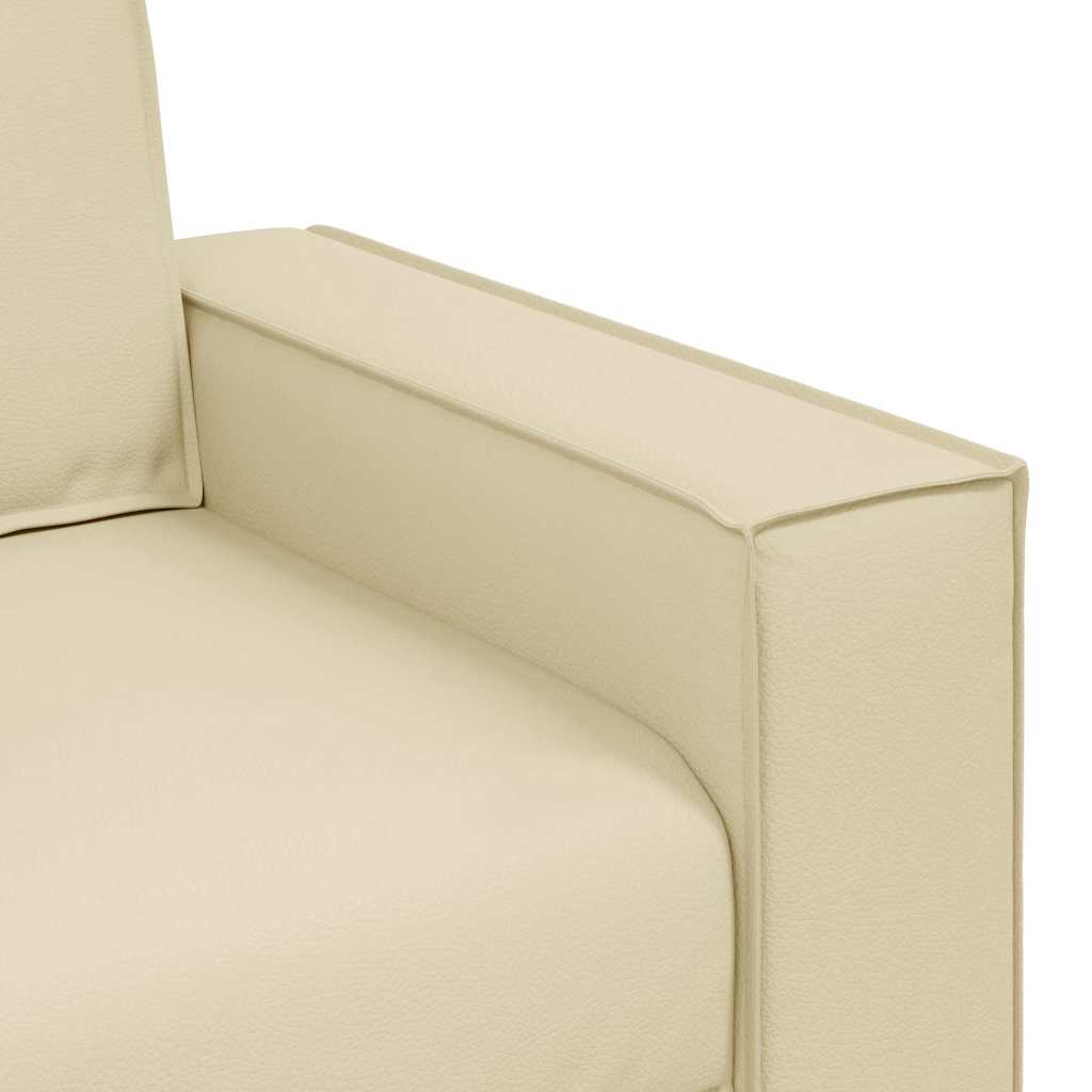 Loveseat Sofa 180 cm mit Kissen Creme Kunstleder