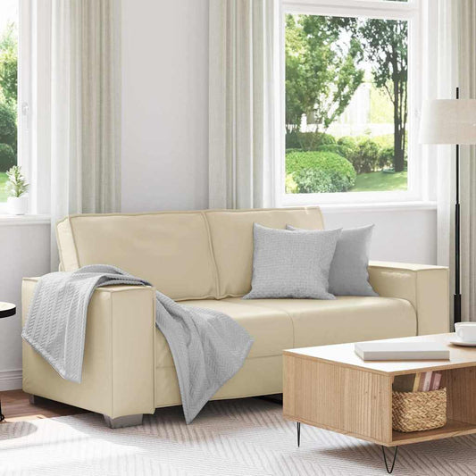 Loveseat Sofa 180 cm mit Kissen Creme Kunstleder