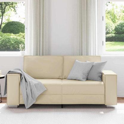 Loveseat Sofa 180 cm mit Kissen Creme Kunstleder