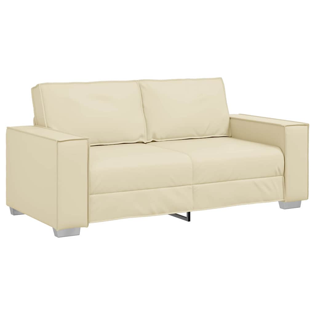Loveseat Sofa 180 cm mit Kissen Creme Kunstleder