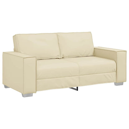 Loveseat Sofa 180 cm mit Kissen Creme Kunstleder