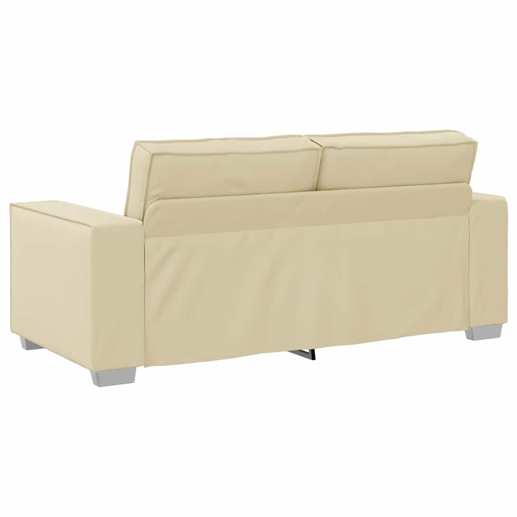 Loveseat Sofa 180 cm mit Kissen Creme Kunstleder