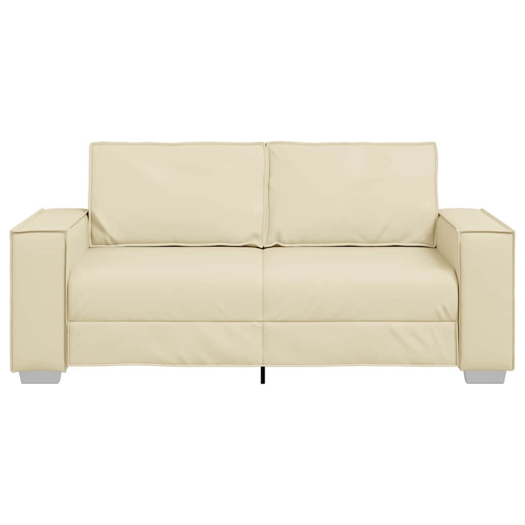 Loveseat Sofa 180 cm mit Kissen Creme Kunstleder