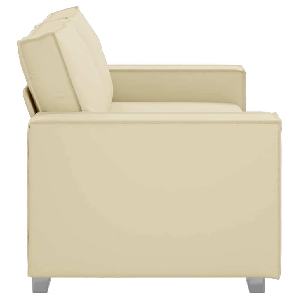 Loveseat Sofa 180 cm mit Kissen Creme Kunstleder