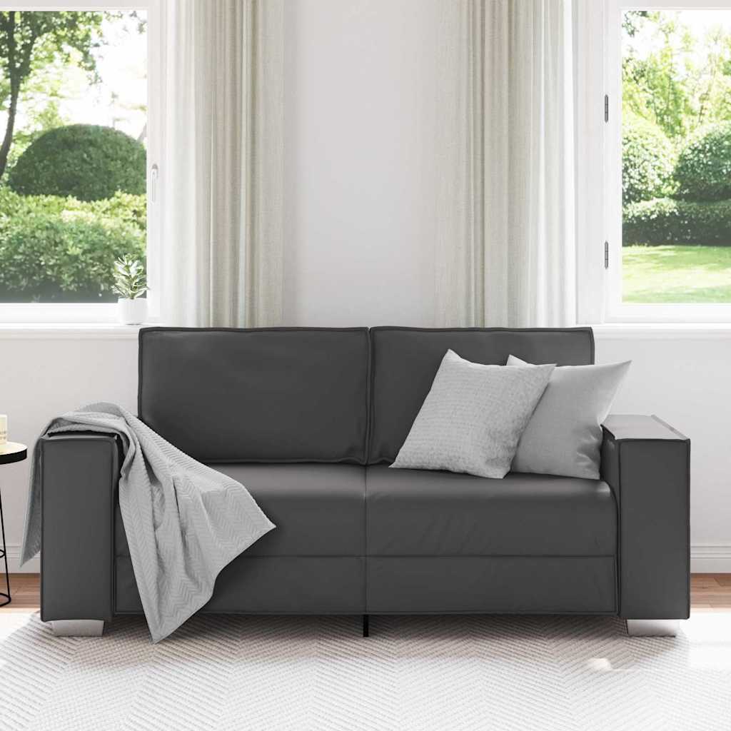Loveseat Sofa 180 cm mit Kissen Grau Kunstleder