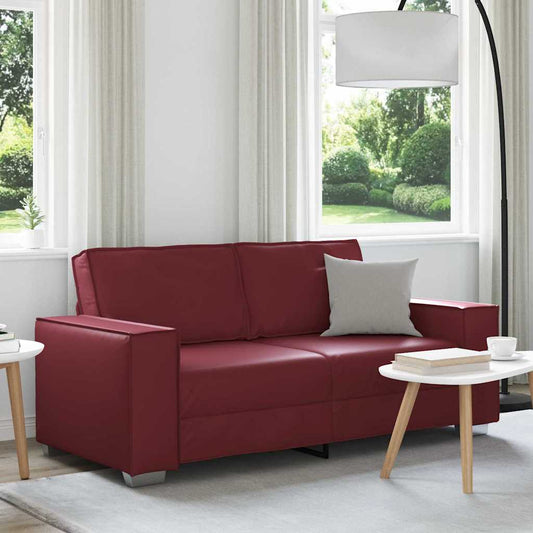 Loveseat Sofa 180 cm mit Kissen Weinrot Kunstleder