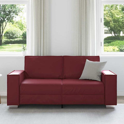 Loveseat Sofa 180 cm mit Kissen Weinrot Kunstleder