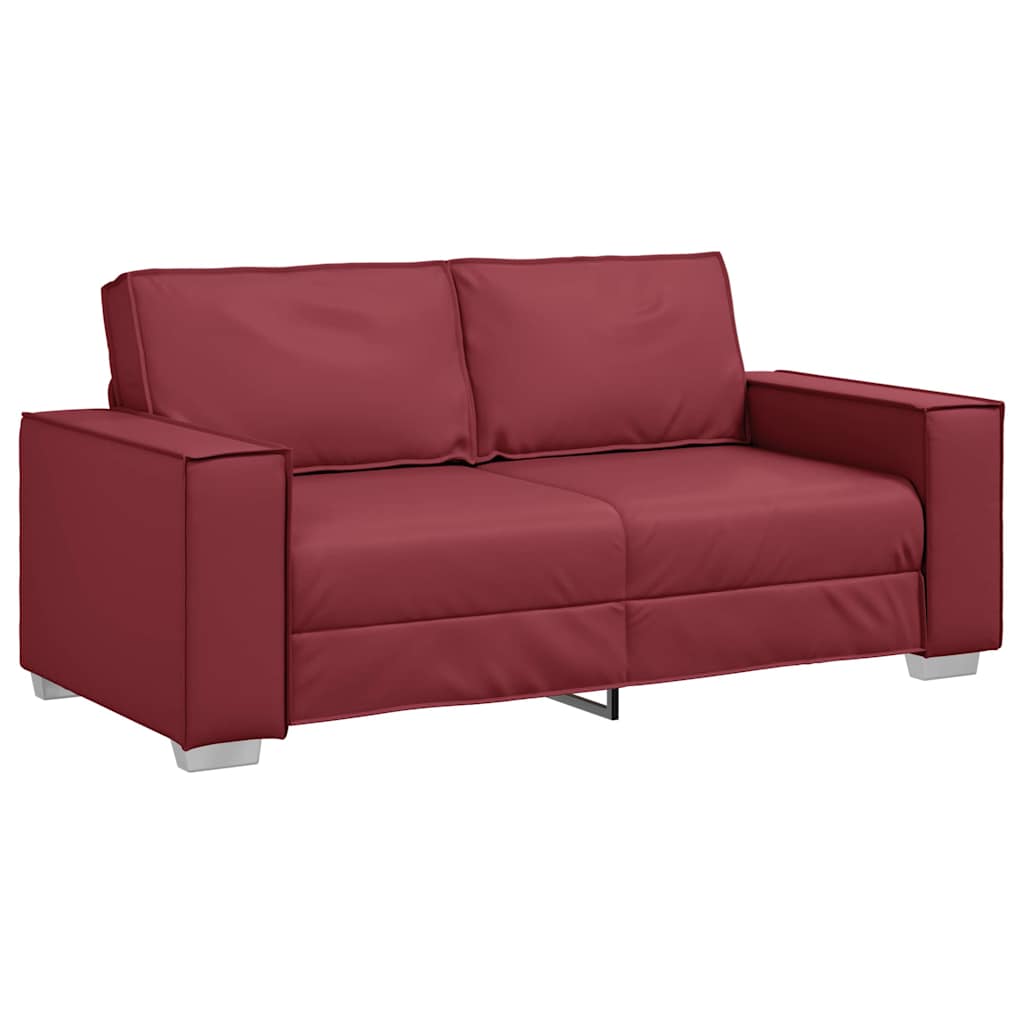 Loveseat Sofa 180 cm mit Kissen Weinrot Kunstleder