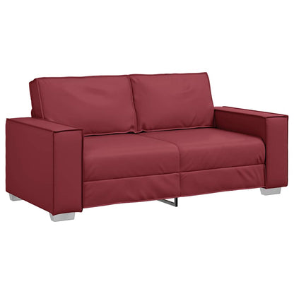 Loveseat Sofa 180 cm mit Kissen Weinrot Kunstleder