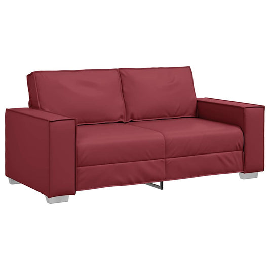 Loveseat Sofa 180 cm mit Kissen Weinrot Kunstleder