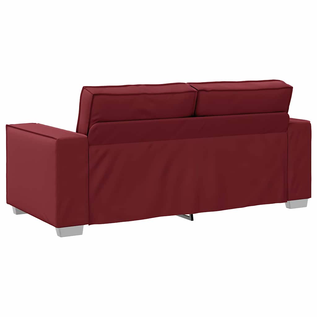 Loveseat Sofa 180 cm mit Kissen Weinrot Kunstleder