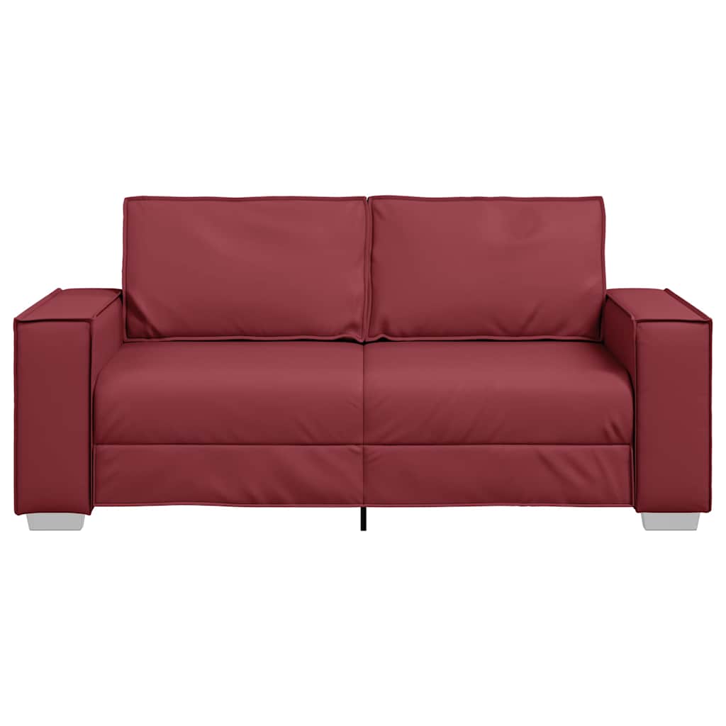 Loveseat Sofa 180 cm mit Kissen Weinrot Kunstleder