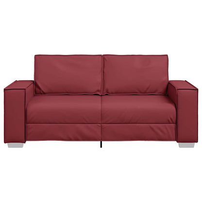 Loveseat Sofa 180 cm mit Kissen Weinrot Kunstleder