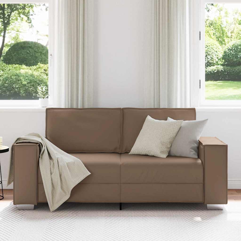 Loveseat Sofa 180 cm mit Kissen Cappuccino Kunstleder