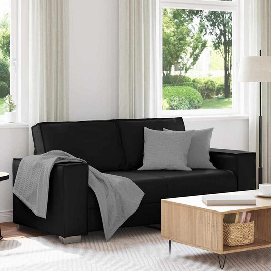 Loveseat Sofa 180 cm mit Kissen Schwarz Kunstleder