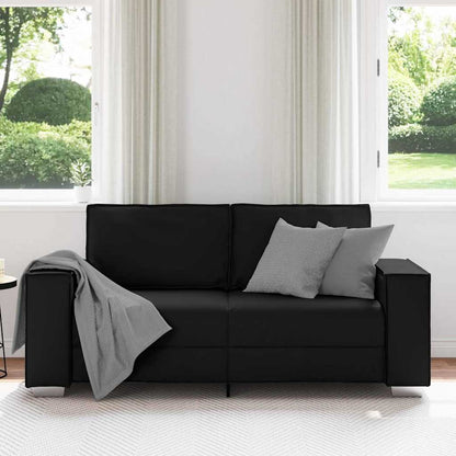 Loveseat Sofa 180 cm mit Kissen Schwarz Kunstleder