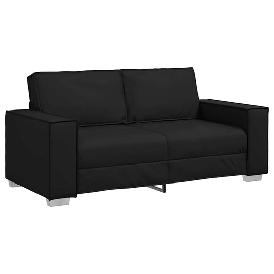 Loveseat Sofa 180 cm mit Kissen Schwarz Kunstleder