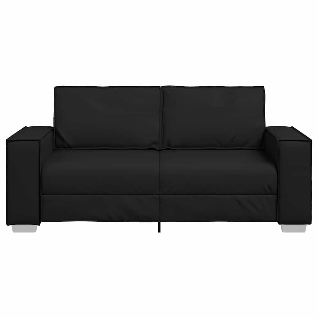 Loveseat Sofa 180 cm mit Kissen Schwarz Kunstleder