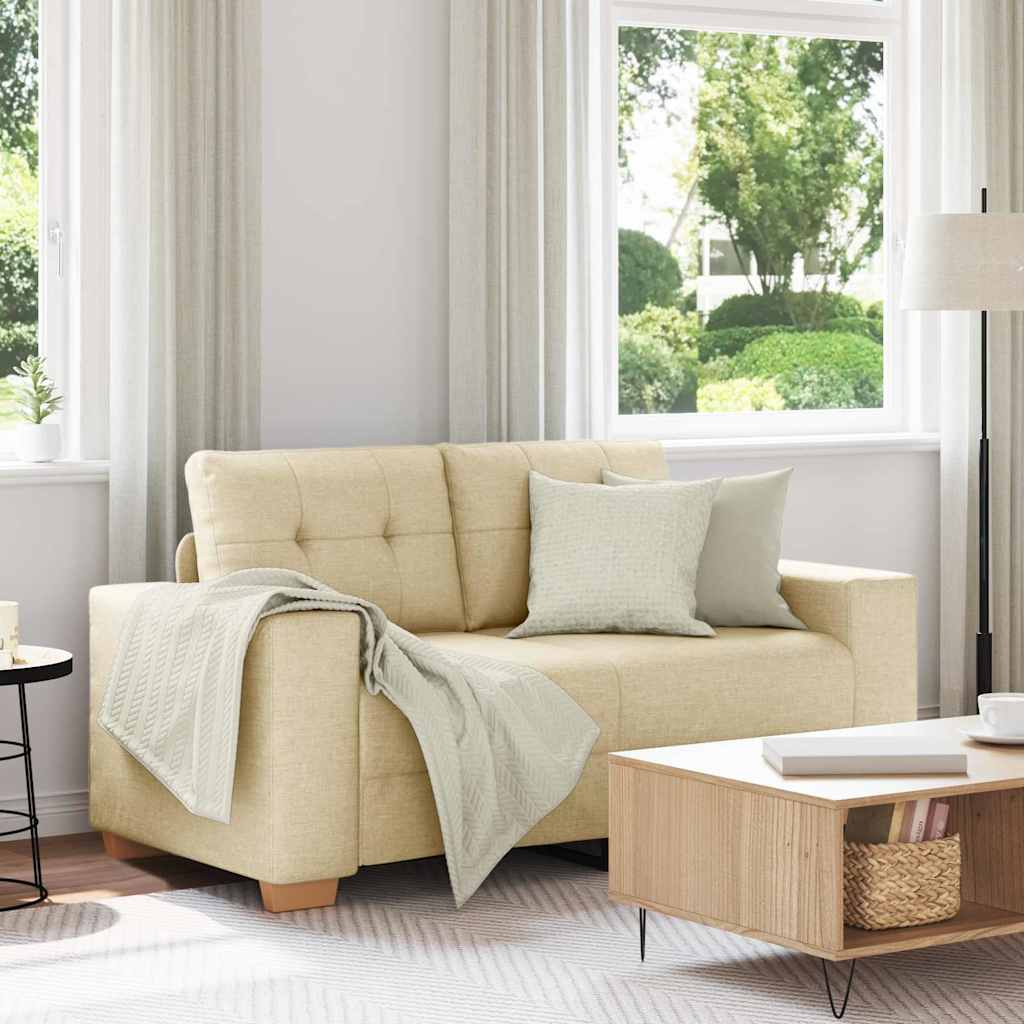 Zweisitzer-Sofa mit Kissen Creme Stoff