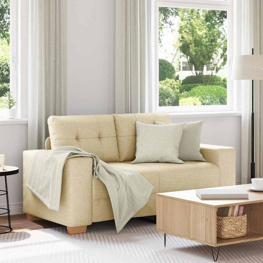 Zweisitzer-Sofa mit Kissen Creme Stoff