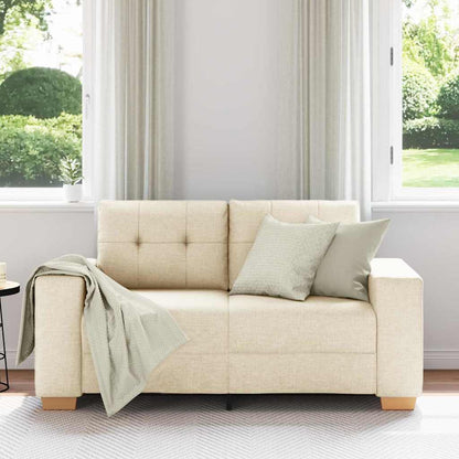 Zweisitzer-Sofa mit Kissen Creme Stoff