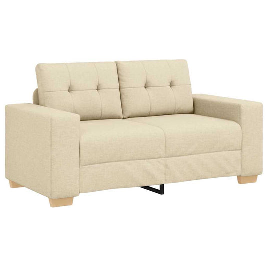 Zweisitzer-Sofa mit Kissen Creme Stoff
