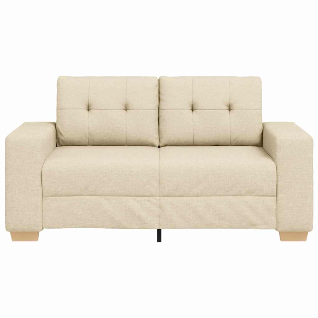 Zweisitzer-Sofa mit Kissen Creme Stoff