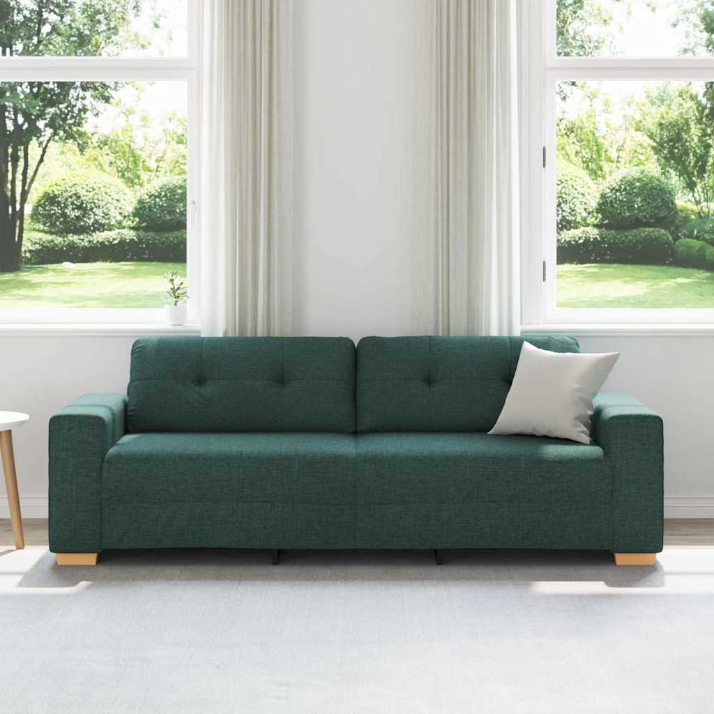Zweisitzer-Sofa mit Kissen Dunkelgrün Stoff